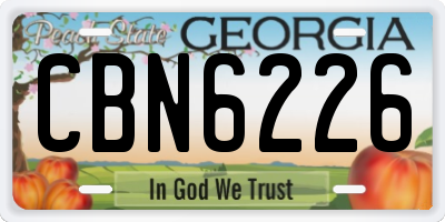 GA license plate CBN6226
