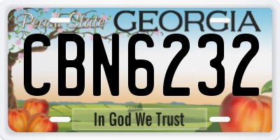 GA license plate CBN6232