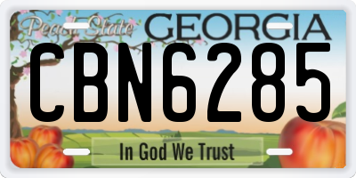 GA license plate CBN6285