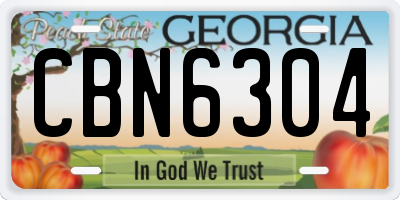 GA license plate CBN6304