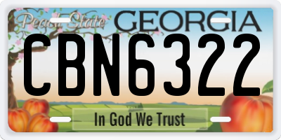 GA license plate CBN6322