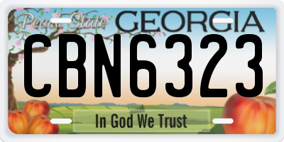 GA license plate CBN6323