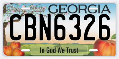 GA license plate CBN6326