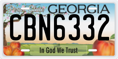 GA license plate CBN6332