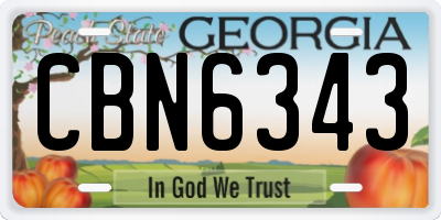 GA license plate CBN6343