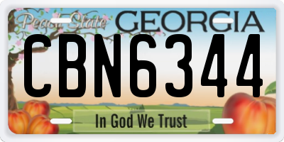 GA license plate CBN6344