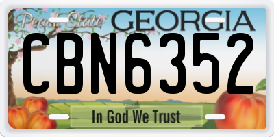 GA license plate CBN6352