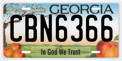 GA license plate CBN6366