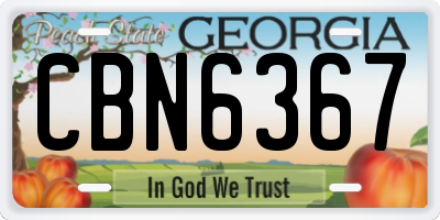 GA license plate CBN6367