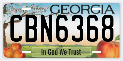 GA license plate CBN6368