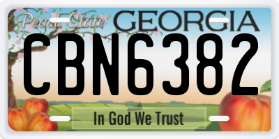 GA license plate CBN6382