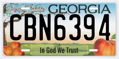 GA license plate CBN6394