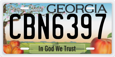 GA license plate CBN6397