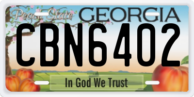 GA license plate CBN6402