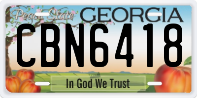 GA license plate CBN6418