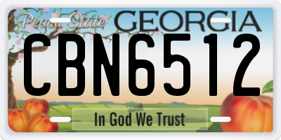 GA license plate CBN6512