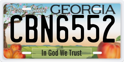 GA license plate CBN6552