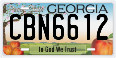 GA license plate CBN6612