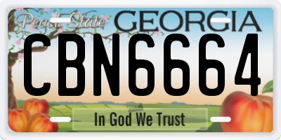GA license plate CBN6664