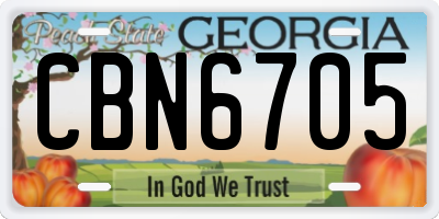 GA license plate CBN6705