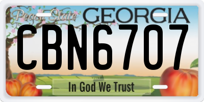 GA license plate CBN6707