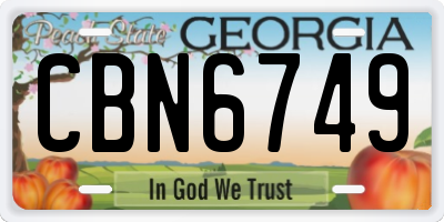 GA license plate CBN6749