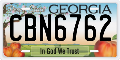 GA license plate CBN6762