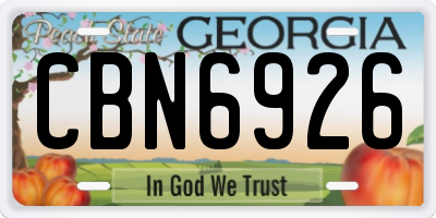 GA license plate CBN6926