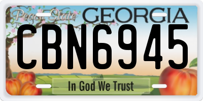 GA license plate CBN6945