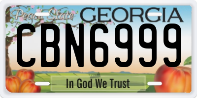 GA license plate CBN6999