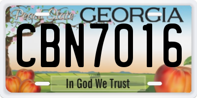 GA license plate CBN7016