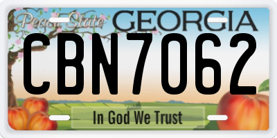 GA license plate CBN7062