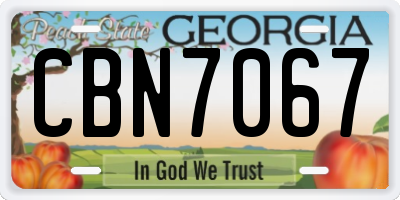 GA license plate CBN7067