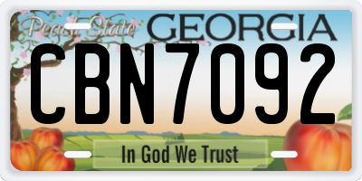 GA license plate CBN7092