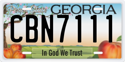 GA license plate CBN7111