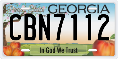GA license plate CBN7112