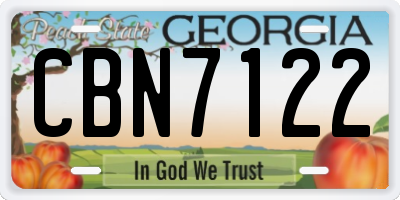 GA license plate CBN7122