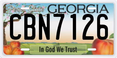 GA license plate CBN7126