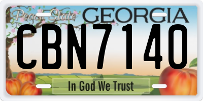 GA license plate CBN7140