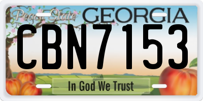 GA license plate CBN7153