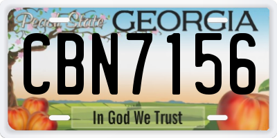 GA license plate CBN7156