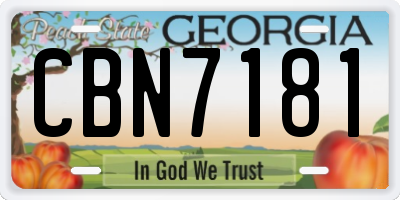 GA license plate CBN7181