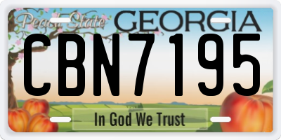 GA license plate CBN7195