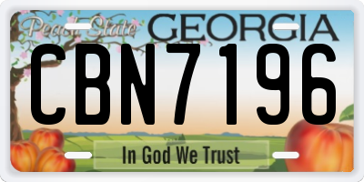 GA license plate CBN7196