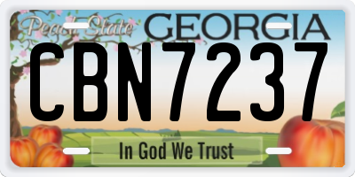 GA license plate CBN7237