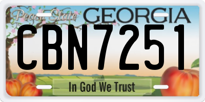 GA license plate CBN7251