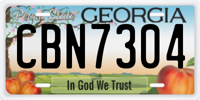 GA license plate CBN7304