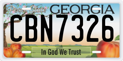 GA license plate CBN7326