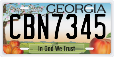 GA license plate CBN7345