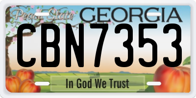 GA license plate CBN7353